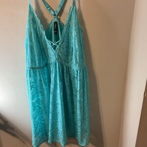 Torrid Aqua SIMPLY lace cross front babydoll